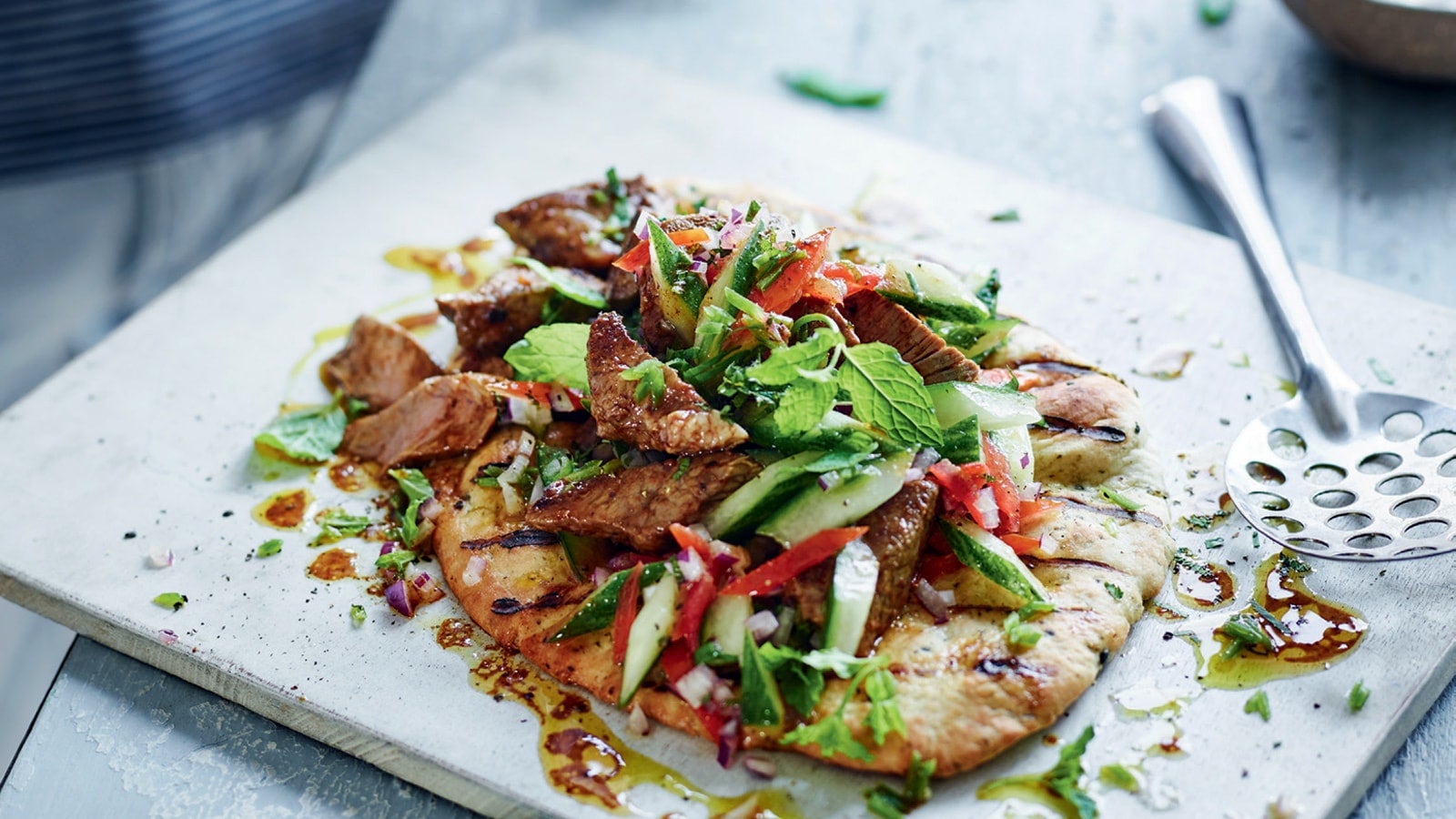 Joe Wicks' lamb tikka flatbreads with herb salad