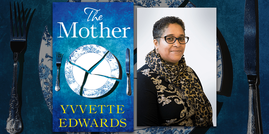 Yvvette Edwards headshot and The Mother book cover