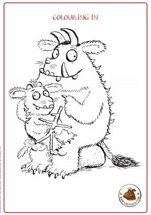 Gruffalo and Gruffalo's child colouring in sheet.PNG