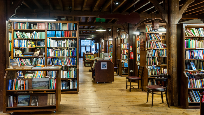 Interior of the Richard Booth's bookshop in Hay-on-Wye