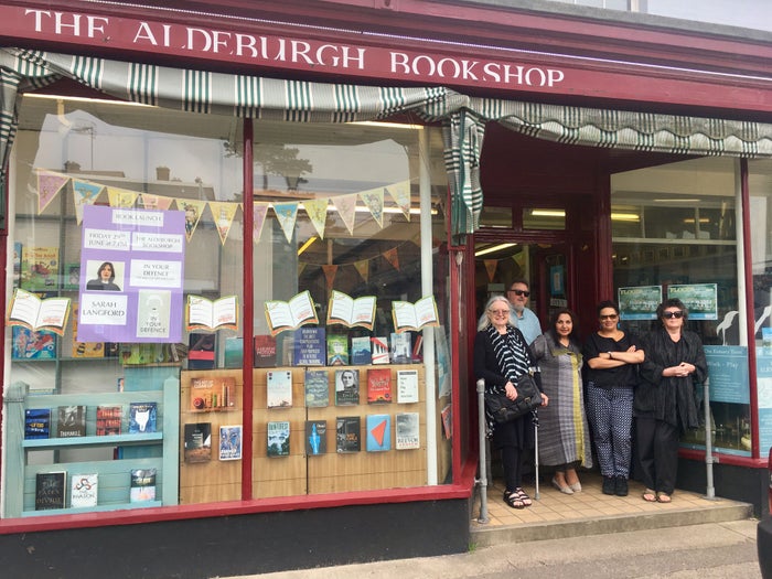 The poets outside the Aldeburgh bookshop