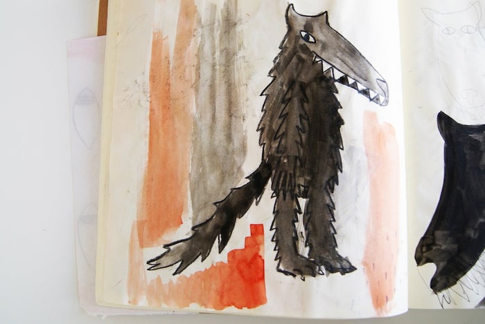 early version drawing of the wolf