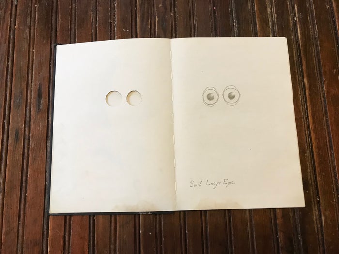 Saint Lucy's eyes drawing by Edward Carey