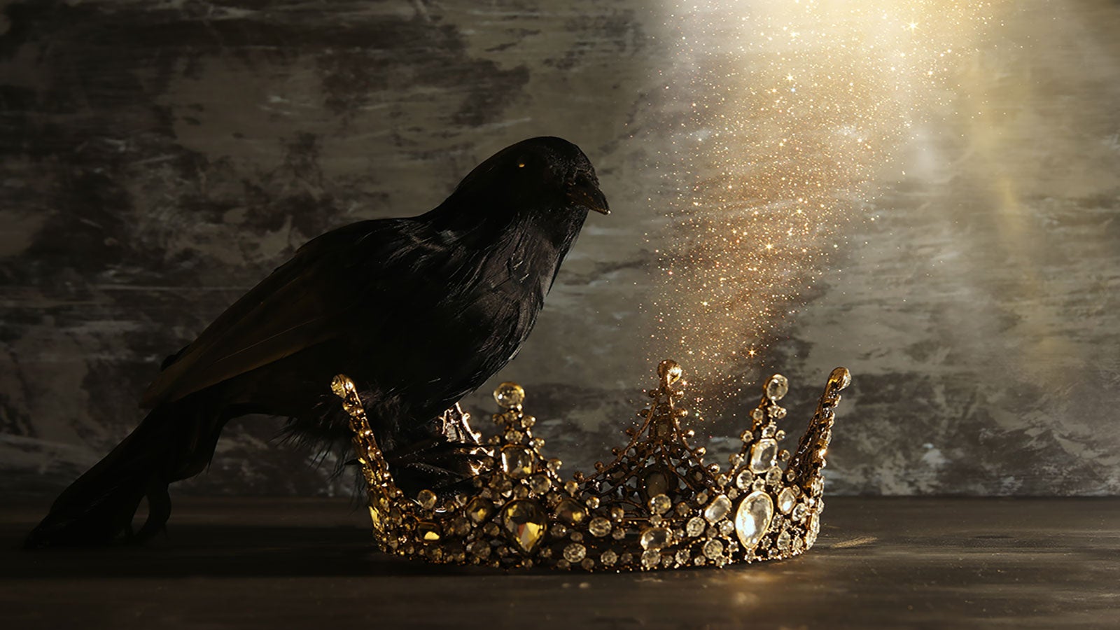 Crow and jewelled golden crown