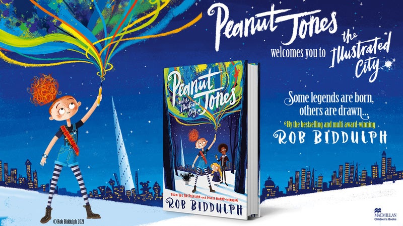 An illustrated banner showing Peanut Jones in front of the Illustrated City.