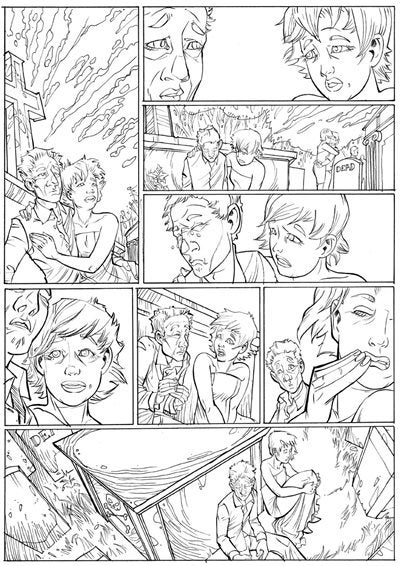 Black and white ink drawn page from Dan and Sam