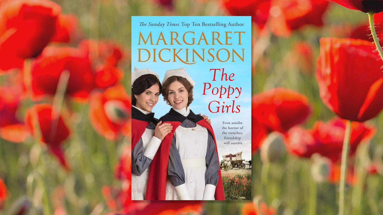 Margaret Dickinson The Poppy Girls book cover with a background of poppies 