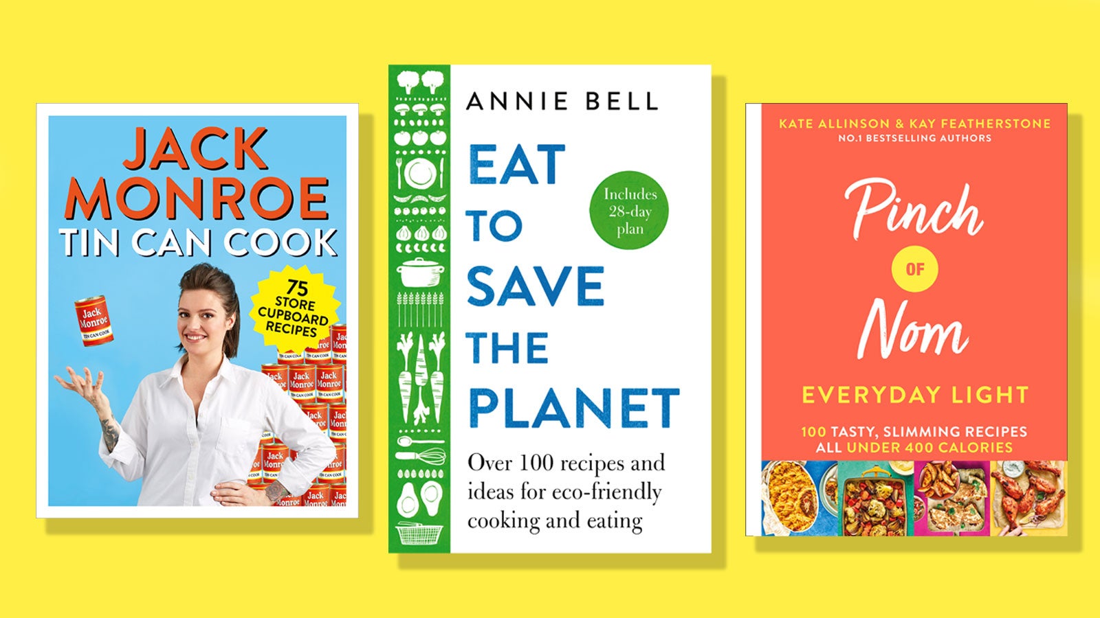 Tin Can Cook, Eat to Save the Planet and Pinch of Nom Everyday Light book covers