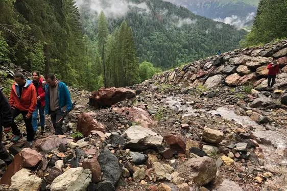Geländebegehung in der unteren Hälfte des Einzugsgebiets der Liera