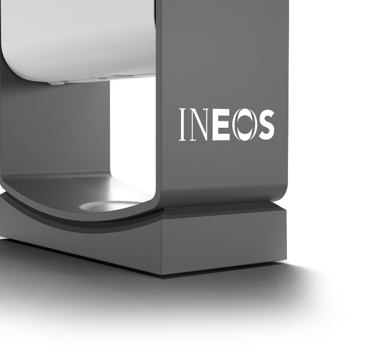 dispenser leg with INEOS branding in corner