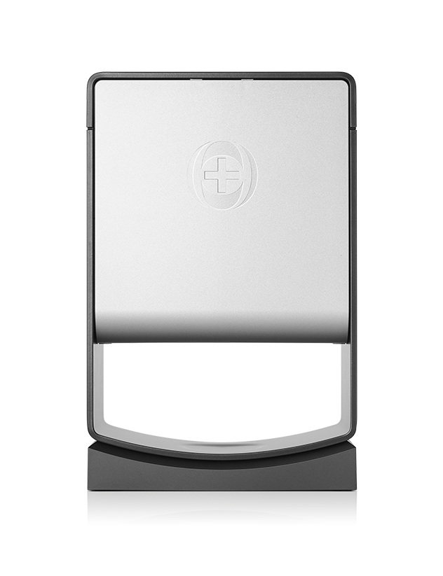 dark grey front-facing INEOS sanitiser dispenser