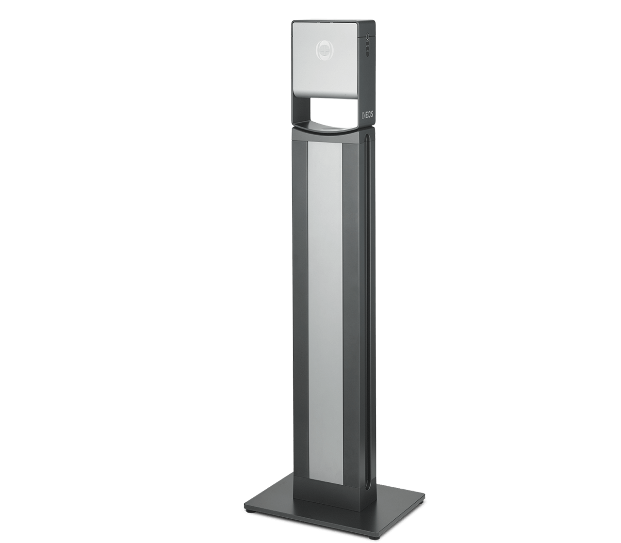 corner shot of grey INEOS Dispenser on INEOS floor stand