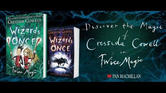 #D cover images of The Wizards of Once and Wizards of Once Twice Magic with accompanying text: Discover the magic of Cressida Cowell in Twice Magic