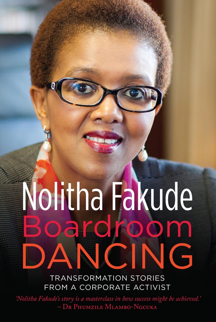 Jacket Cover for Boardroom Dancing by Nolitha Fakude (featuring headshot of the author)