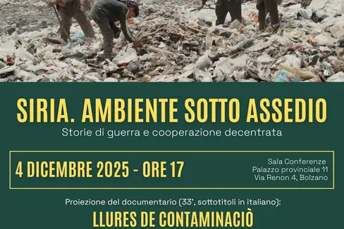 Lliures de contaminaciò (Liberi dall'inquinamento) è il titolo del documentario della durata di poco più di mezz'ora che sarà proiettato il 4 dicembre alle ore 17, a Bolzano. (Foto: Ufficio provinciale Volontariato e solidarietà)