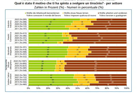 La motivazione che ha spinto gli intervistati a svolgere un tirocinio estivo (Foto: ASP/Ufficio osservazione mercato del lavoro)