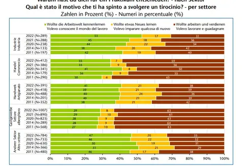 La motivazione che ha spinto gli intervistati a svolgere un tirocinio estivo (Foto: ASP/Ufficio osservazione mercato del lavoro)
