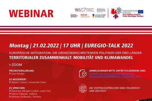 Mit einem Webinar zu Mobilität und Klimawandel und den Mobilitätsplanern der drei Euregio-Länder beginnt am Montag eine Veranstaltungsreihe zu Themen der europäischen Integration und zur territorialen und grenzüberschreitenden Zusammenarbeit.