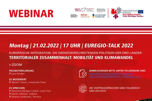 Mit einem Webinar zu Mobilität und Klimawandel und den Mobilitätsplanern der drei Euregio-Länder beginnt am Montag eine Veranstaltungsreihe zu Themen der europäischen Integration und zur territorialen und grenzüberschreitenden Zusammenarbeit.