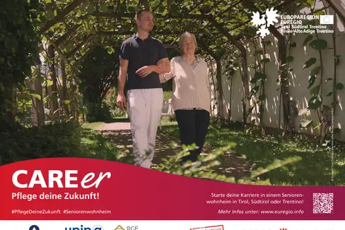 Eines der Plakate, mit denen die Euregio auf die gesellschaftliche Bedeutung der Pflegeberufe hinweisen wird. (Quelle: Euregio)