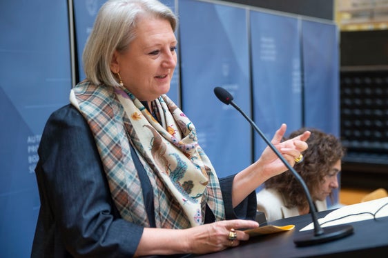 La soprintendente ai beni culturali, Karin Dalla Torre, nel corso del suo intervento al convegno (Foto: ASP/Fabio Brucculeri)