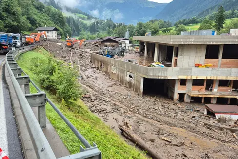 Die größten Schäden hat der Murgang im Heimatscheintalbach angerichtet. (Foto: LPA/Landesamt für Wildbach- und Lawinenverbauung West in der Agentur für Bevölkerungsschutz)