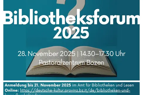 Noch bis zum 21. November kann man sich für das Bibliotheksforum 2025 anmelden. (Grafik: Amt für Bibliotheken und Lesen)