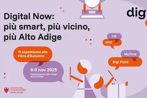 La Provincia autonoma di Bolzano invita a visitare lo stand dedicato alla digitalizzazione alla Fiera d'Autunno. (Fonte: Ripartizione Informatica)