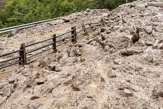 Murgang im Schafstallbach (Infangbach), einem orografisch linken Zubringer des Pfossentalbachs, am Nachmittag des Sonntags, 28. Juni. (Foto: LPA/Amt für Wildbach- und Lawinenverbauung West in der Agentur für Bevölkerungsschutz)