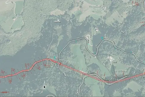 La planimetria dello studio di fattibilità. (Foto: USP/Ufficio tecnico strade centro/sud)