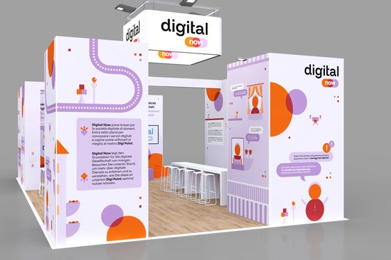 Der Messestand mit dem neuen Digital Now-Erscheinungsbild. (Quelle: Abteilung Informatik)