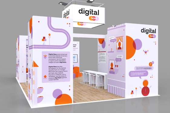 Der Messestand mit dem neuen Digital Now-Erscheinungsbild. (Quelle: Abteilung Informatik)