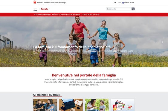 Da mercoledì 15 maggio il portale della famiglia (https://famiglia.provincia.bz.it) presenterà una veste grafica rinnovata (Foto: ASP)