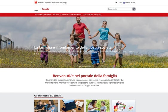 Da mercoledì 15 maggio il portale della famiglia (https://famiglia.provincia.bz.it) presenterà una veste grafica rinnovata (Foto: ASP)