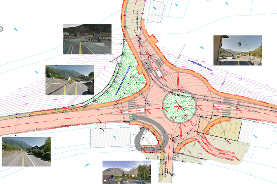Il progetto per la realizzazione di una rotatoria all'incrocio di Parcines della SS38 (Foto ASP/Ufficio tecnico strade ovest)