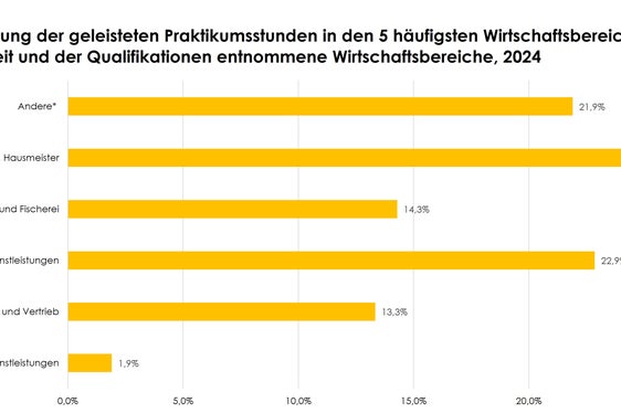 Aufteilung der geleisteten Praktikumsstunden (Quelle: Koordinationsstelle Berufliche Weiterbildung)