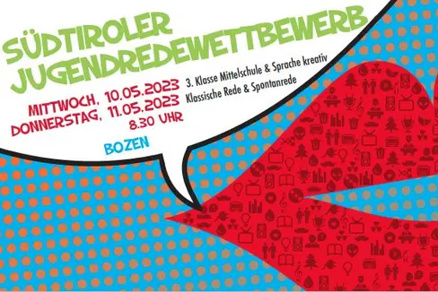 Unter dem Motto Ich rede, also bin ich! findet am 10. und 11. Mai 2023 in Bozen der Jugendredewettbewerb statt. Anmelden kann man sich ab sofort bis 21. April.