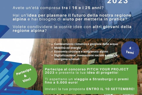 I giovani creativi hanno tempo sino al 10 settembre presentare i loro progetti al concorso Pitch your Project promosso da EUSALP sulle tematiche della sostenibilità (Foto: ASP/EUSALP)