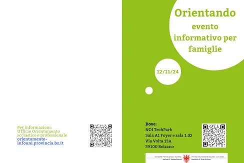 Il 12 novembre al NOI Techpark di Bolzano si terrà Orientando, l'evento informativo organizzato dall'Ufficio orientamento scolastico e professionale (Foto: USP)