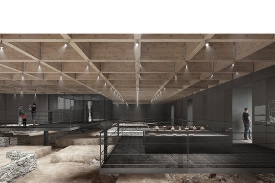 Römische Villa in St. Pauls: Ziel der Museumsstruktur ist es, die Ausgrabungsstätte vor Witterungseinflüssen zu schützen, den Besucherinnen und Besuchern bestmöglich zugänglich zu machen und ihnen die Geschichte des Ortes zu vermitteln. (Foto: Arch. Tommaso Rossi Fioravanti, Arch. Elias Terzitta, Arch. Eugenia Bordini, Florenz)