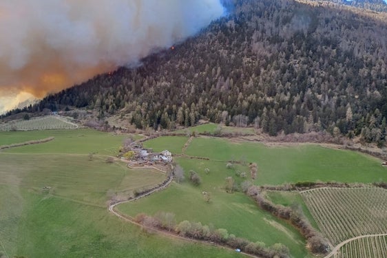 Seit dem frühen Nachmittag brennen 50 bis 60 Hektar Wald in der Gemeinde Prad, Freiwillige Feuerwehren, Berufsfeuerwehr und Landesforstdienst sind im Einsatz, im Lagezentrum in der Agentur für Bevölkerungsschutz in Bozen laufen die Fäden zusammen. (Foto: LPA)