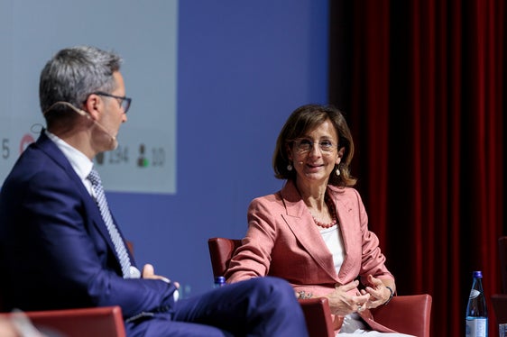 Il presidente della Giunta provinciale Arno Kompatscher e la Ministra Marta Cartabia all'Auditorium Haydn di Bolzano (Foto ASP/Tiberio Sorvillo)