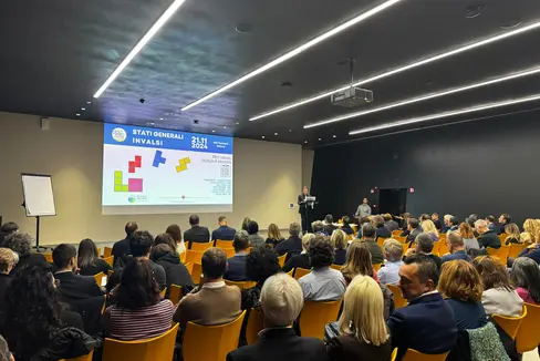 Folta platea oggi al NOI Techpark per gli Stati generali Invalsi, organizzati dalla scuola italiana dell'Alto Adige. (Foto: USP/Luca Vaccarino)