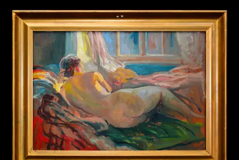 L'immagine di copertina della mostra virtuale sul Catalogo online dei beni culturali in Alto Adige: Nudo sdraiato, Georg Greve-Lindau (Foto: Fondazione Navarini-Ugarte – Villa Freischütz)