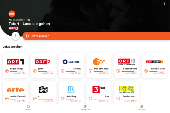 So sieht die neue Streaming-App der RAS aus: Mit ihr ist es möglich, alle Kanäle der Rundfunkanstalt Südtirol (mit Ausnahme der Schweizer Kanäle) im ganzen Land live zu verfolgen. (Foto: LPA)