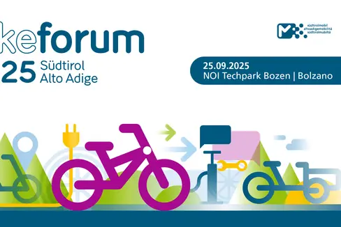 Al NOI Techpark di Bolzano, il 25 settembre si terrà il primo Bike Forum dell'Alto Adige: l’evento prevede sessioni plenarie, workshop tematici, attività interattive, talk ispirazionali e un cinema alimentato a pedali. I workshop hanno posti limitati, pertanto è obbligatoria l’iscrizione entro il 15 settembre. (Foto: USP/Dipartimento Infrastrutture e Mobilità/STA)
