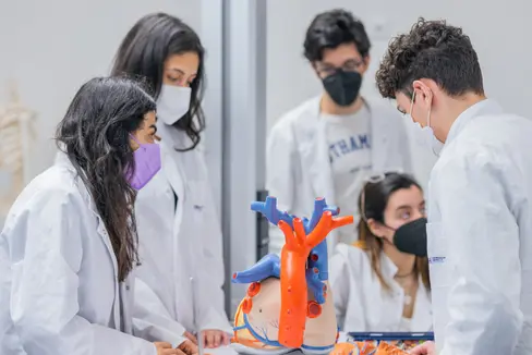 Studenti dell'UMCH durante la lezione di anatomia: gli interessati possono approfittare di una delle due giornate organizzate in giugno, per informarsi sui corsi e sulle borse di studio della Provincia (Foto: UMFST/UMCH)
