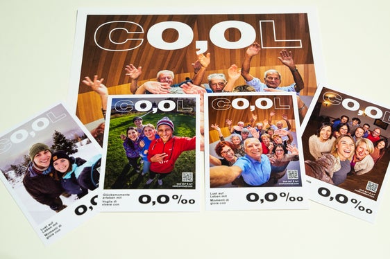 Die Sujets der neuen Alkohol-Präventionskampagne CO,OL. (Foto: LPA/Fabio Brucculeri)