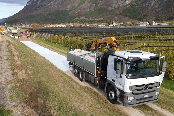 Die langlebigen und umweltverträglichen Geobaustoffe aus polymeren Werkstoffen wurden an der Etsch bei Laag eingesetzt. (Foto: LPA/Landesamt für Wildbach- und Lawinenverbauung Süd/Naue)