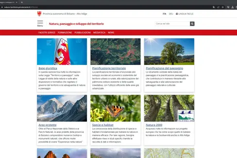 Chiaro ed informativo. Il nuovo portale web della Ripartizione Natura, paesaggio e sviluppo del territorio della Provincia autonoma di Bolzano. (Foto/Screenshot: ASP)